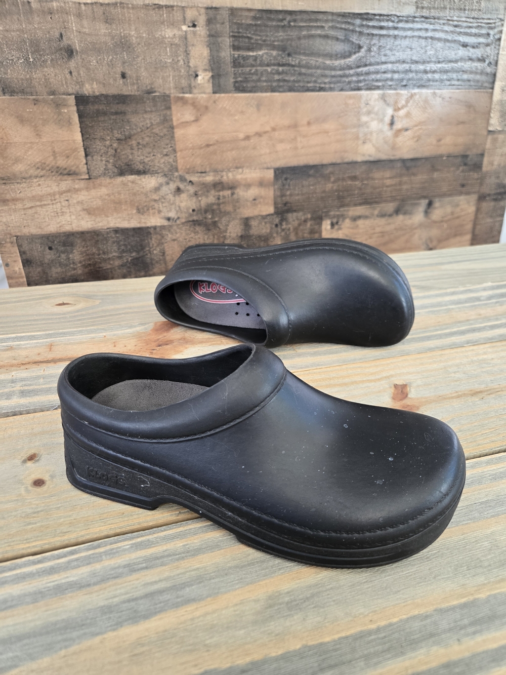 Klogs Black Rubber Non Marking Slip Resistant Nurse Chef SlipOn Clogs Shoes Sz 9